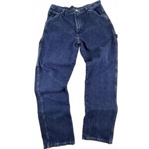 Wrangler Authentic Jeans Mens 48x30 Blue Regular Fit Straight Denim Comfort